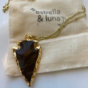 Natural Stone 14K Gold Arrowhead Necklace